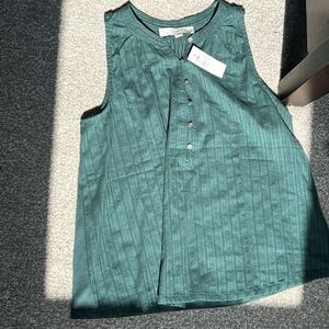 NWT LOFT Buttoned Racerback Dark Green Sleeveless Tank Sz S